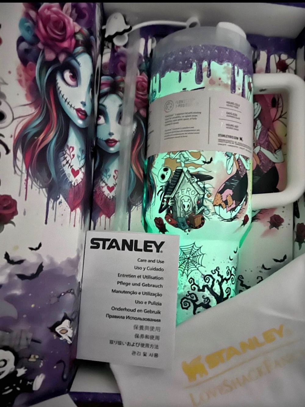 Stanley Purple & Teal Drip Halloween Art Tumbler
